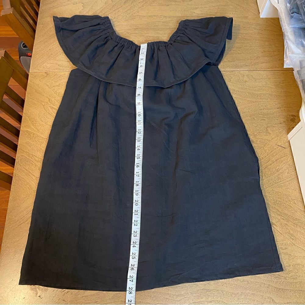 Line & Dot Black Concorde Ruffle Mini Linen Dress Size Large - Picture 9 of 10